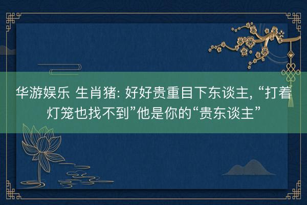 华游娱乐 生肖猪: 好好贵重目下东谈主， “打着灯笼也找不到”他是你的“贵东谈主”