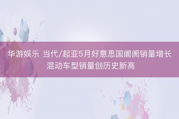 华游娱乐 当代/起亚5月好意思国阛阓销量增长 混动车型销量创历史新高