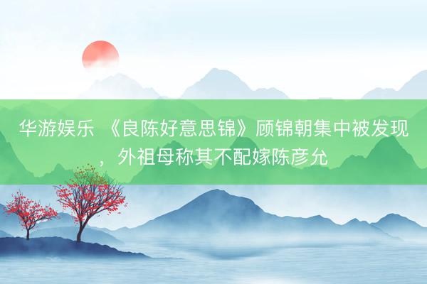 华游娱乐 《良陈好意思锦》顾锦朝集中被发现，外祖母称其不配嫁陈彦允